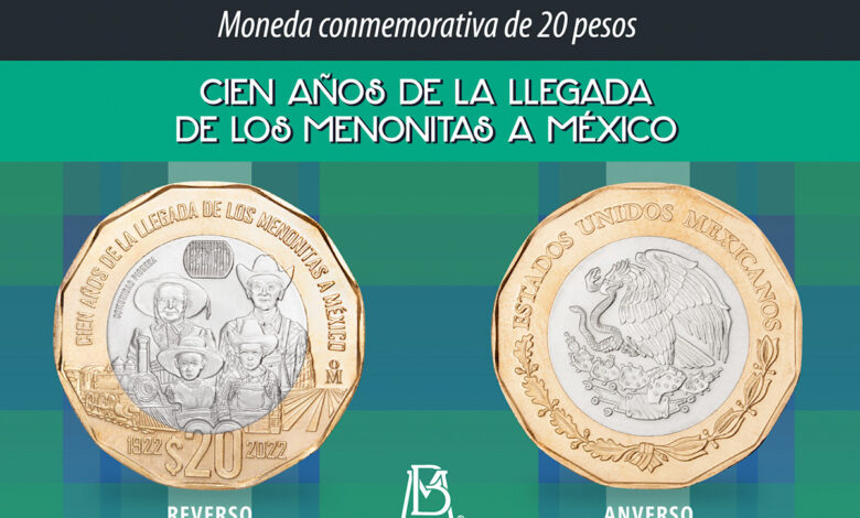 Banxico lanza moneda conmemorativa de $20 por los 100 años de la llegada de los menonitas a México