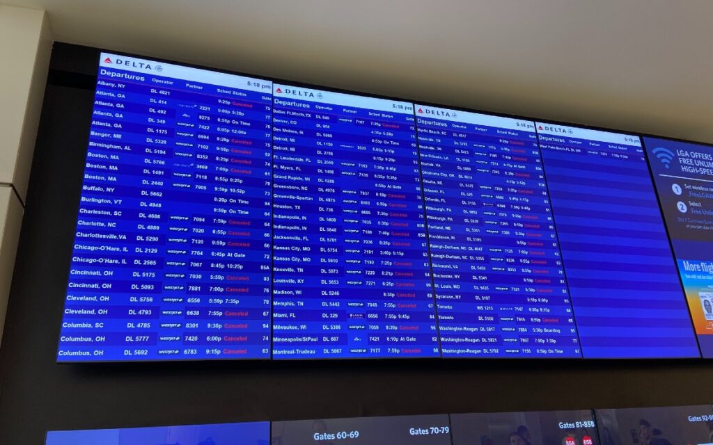 Cancelan cerca de mil 400 vuelos en EU debido a tormentas eléctricas