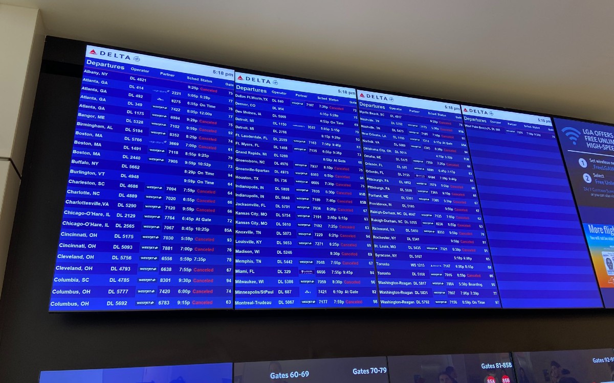 Cancelan cerca de mil 400 vuelos en EU debido a tormentas eléctricas