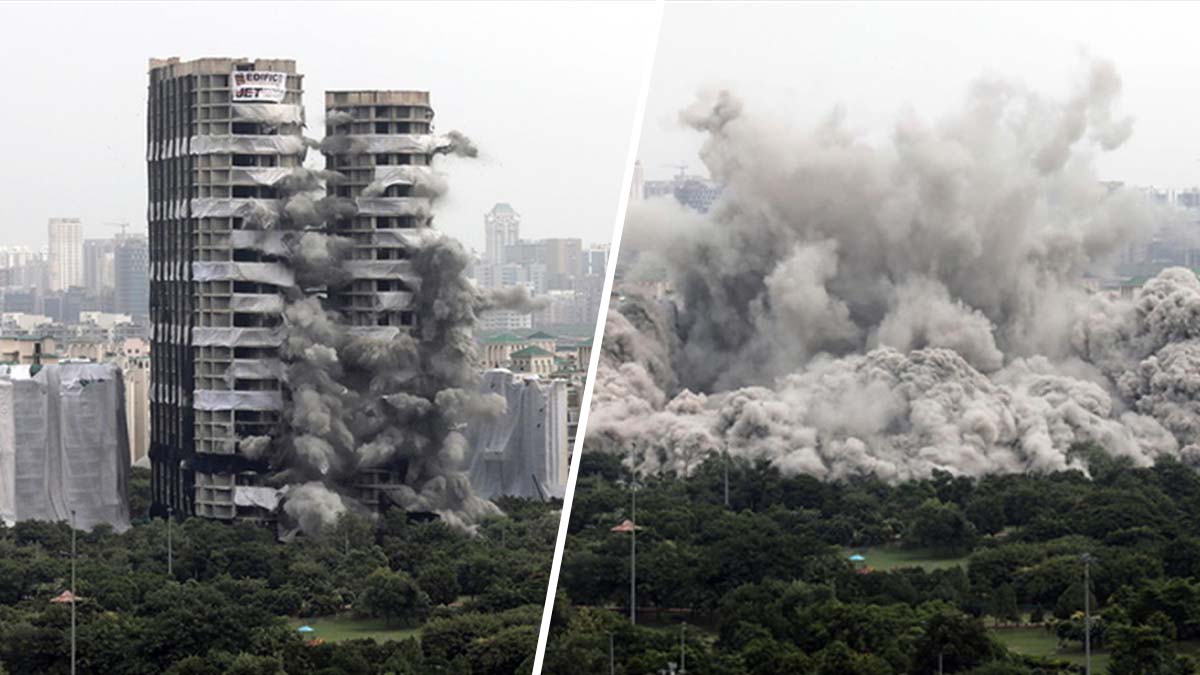 En solo segundos: así derriban las “torres gemelas” de India