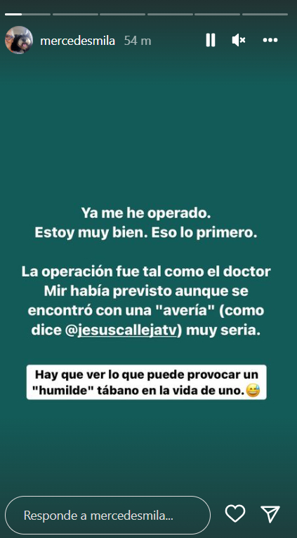 Storie de Mercedes Milá en Instagram