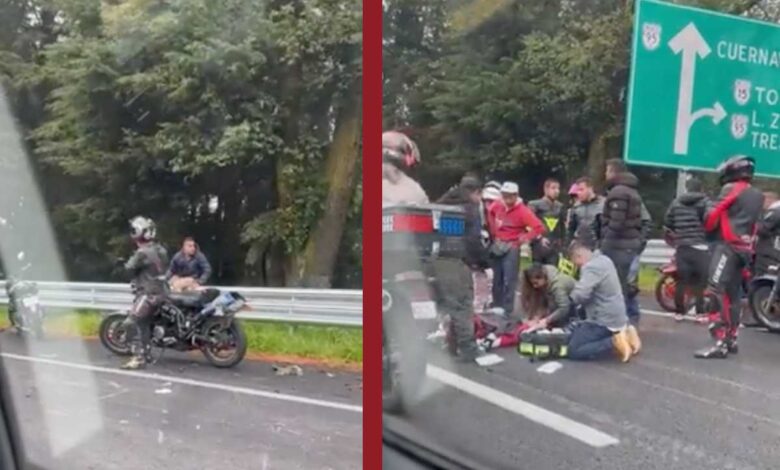 Reportan accidente entre motos y vehículos particulares en la México-Cuernavaca | Video