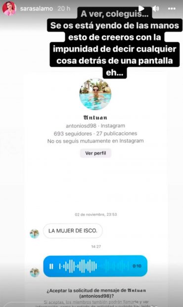 Storie de Sara Sálamo / Instagram