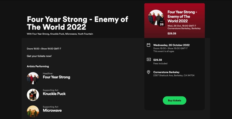 Spotify comienza a vender entradas de música en vivo a los fanáticos directamente