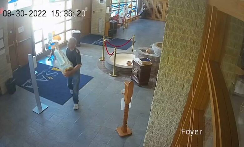 ladrón hurta estatua de la Virgen María de iglesia en NJ