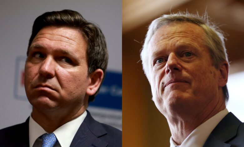 Ron DeSantis vs. Charlie Baker tras migrantes en Martha’s Vineyard