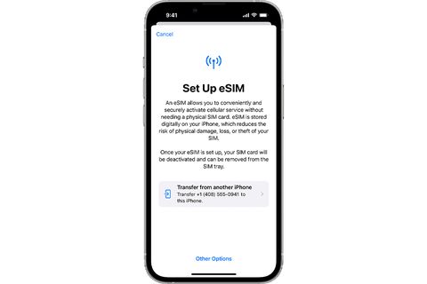 pantalla de configuración de esim en apple iphone