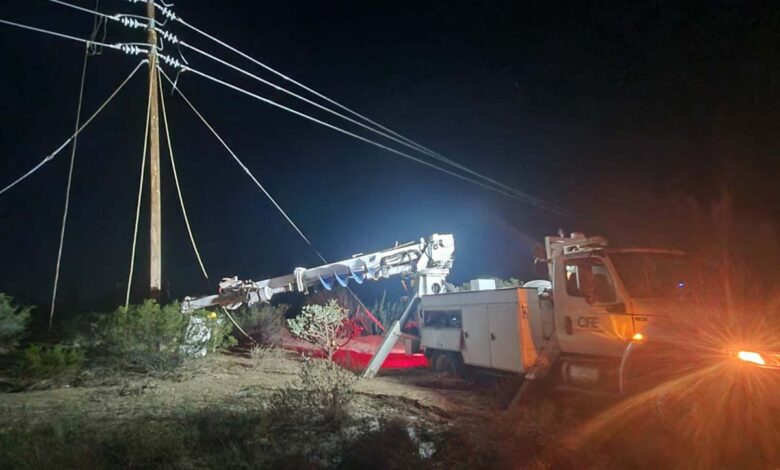 CFE restablece electricidad a 187 mil afectados por huracán Kay