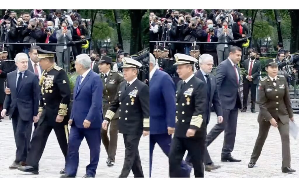 Creel es separado de caminata con AMLO y titulares de Sedena y Semar y las redes se burlan | Video