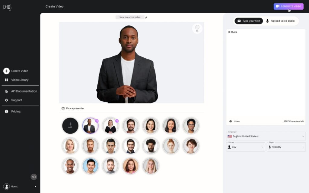 D-ID, la empresa detrás de Deep Nostalgia, te permite crear videos generados por IA a partir de una sola imagen
