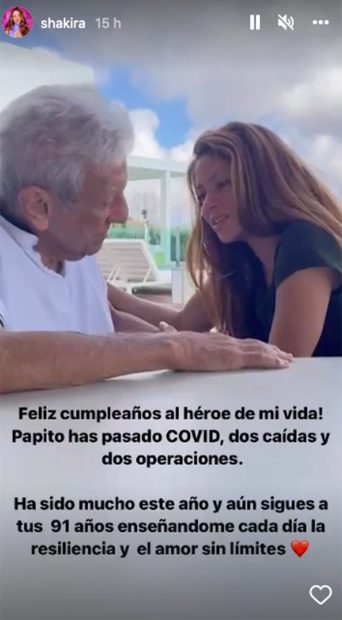 Shakira felicita a su padre / Instagram @shakira