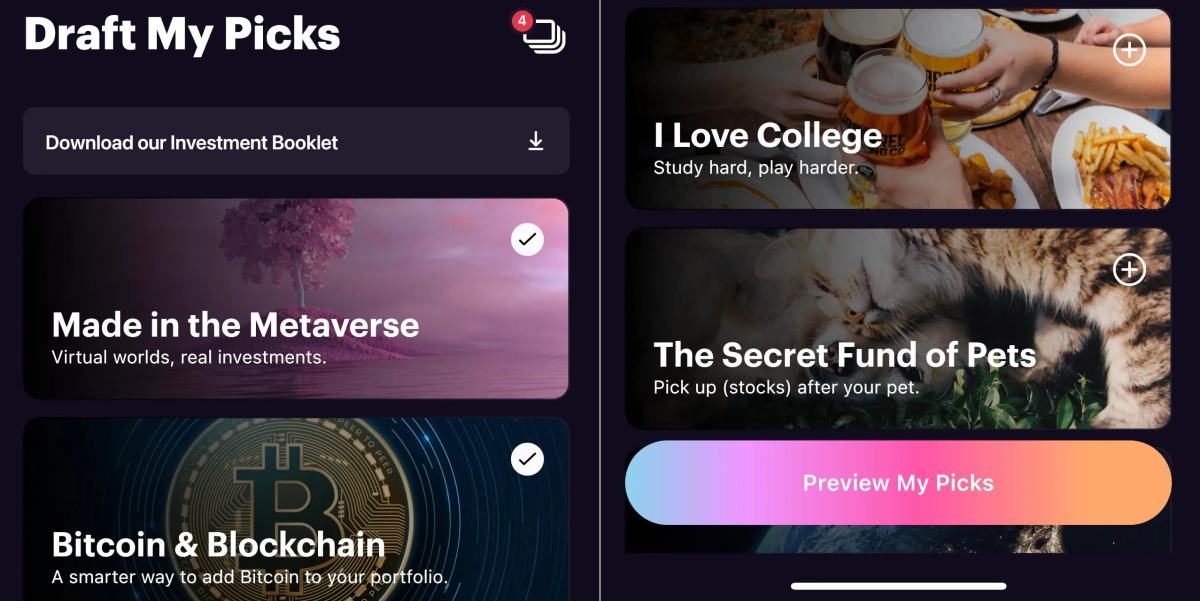 Esta nueva aplicación está ayudando a Gen Z a invertir en autos, comida, videojuegos y otros 'temas'