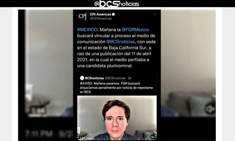 FGR buscará vincular a proceso a periodistas de portal BCS Noticias