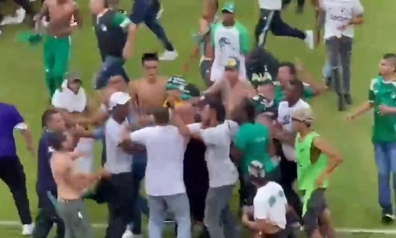 Hinchas del Deportivo Cali invaden el campo para agredir al entrenador
