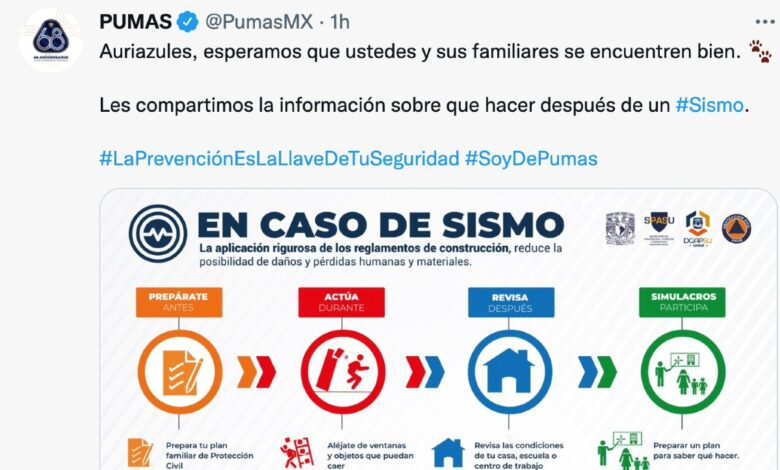 Mandan Liga MX y clubes buenos deseos a la población, tras el sismo | Tuits