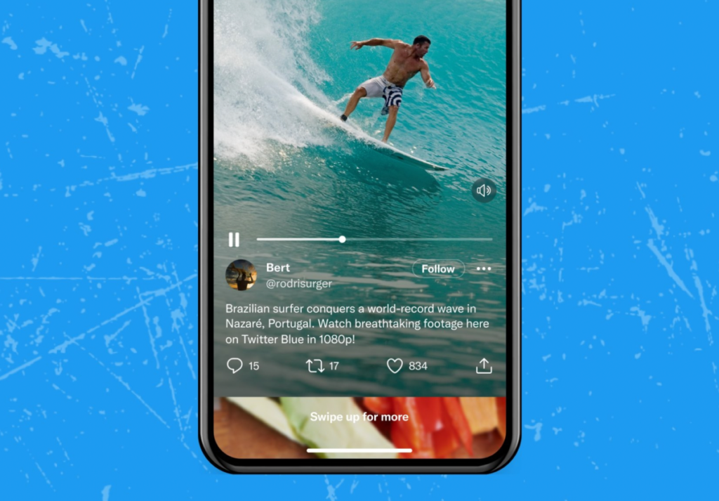 Twitter está agregando una nueva función de video de pantalla completa similar a TikTok