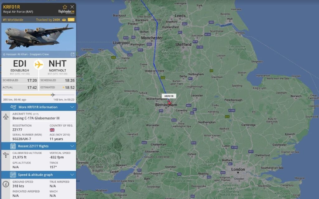 Vuelo que trasladó ataúd de Isabel II, el más rastreado en la historia