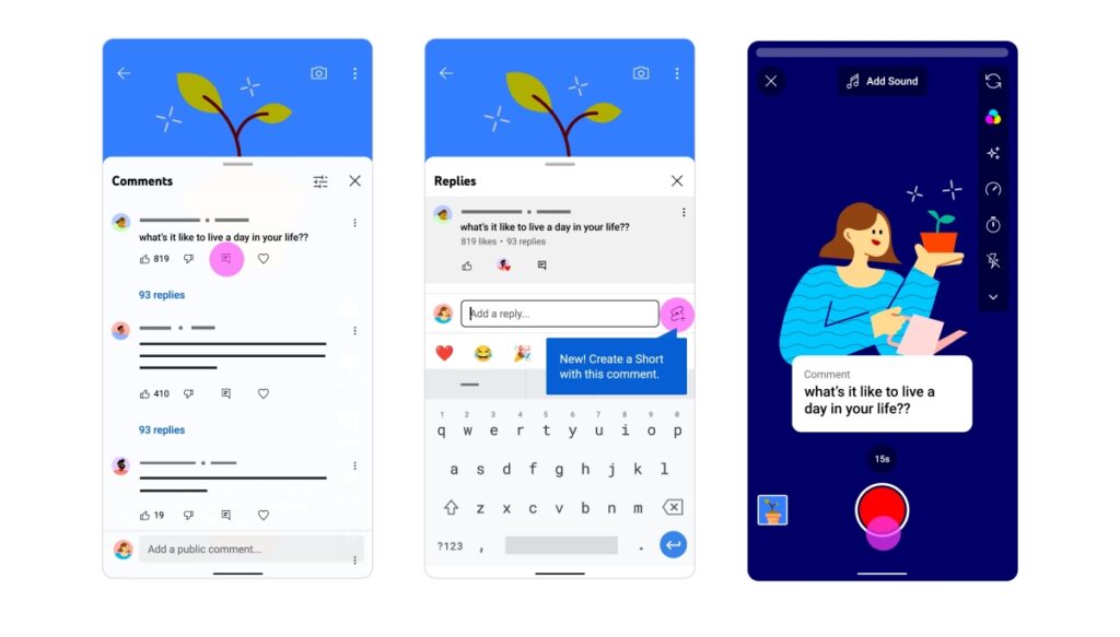YouTube alienta a los creadores a hacer Shorts directamente de las respuestas