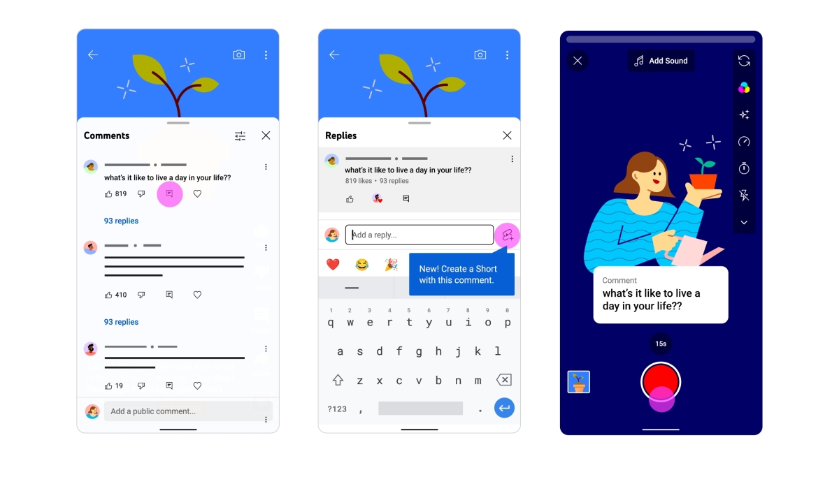 YouTube alienta a los creadores a hacer Shorts directamente de las respuestas