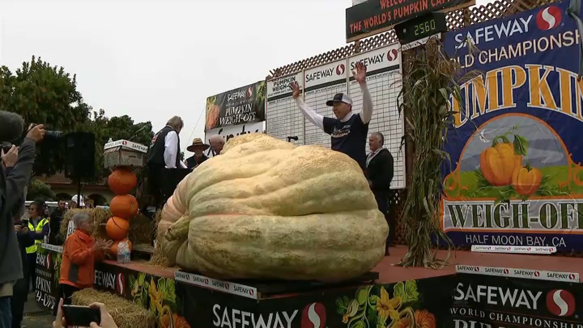 Calabaza gigante de 2,560 libras gana Campeonato Mundial de Pesaje de Calabazas en Half Moon Bay