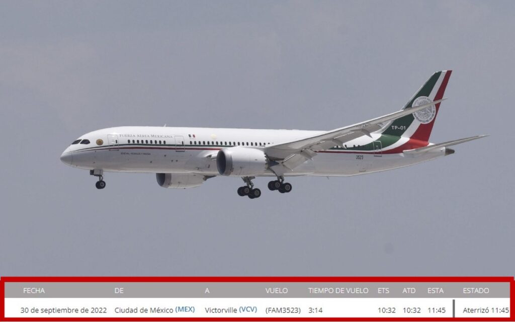 Avión presidencial vuela a EU