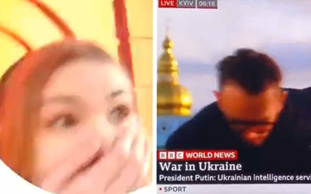 Bombardeo en Kiev sorprende a reportero de BBC y a joven que grababa un video