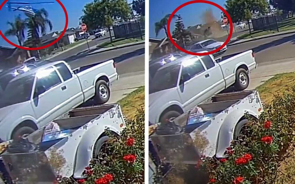 Captan la caída de un helicóptero en el jardín de una casa de California | Video