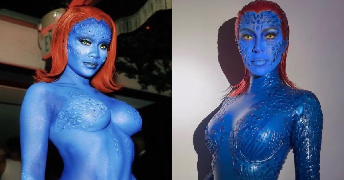El disfraz de Halloween de Kim Kardashian comparado con el Mystique Makeover de Saweetie