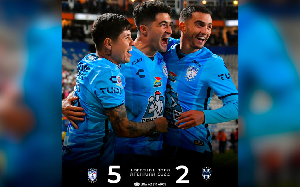 Pachuca golea 5-2 a Monterrey, encuentro de ida válido por la segunda semifinal del Torneo Apertura 2022 de la Liga MX