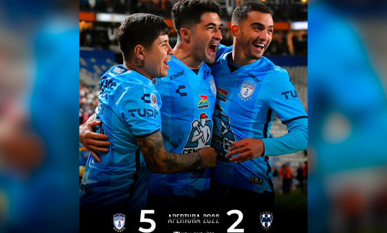 Pachuca golea 5-2 a Monterrey, encuentro de ida válido por la segunda semifinal del Torneo Apertura 2022 de la Liga MX