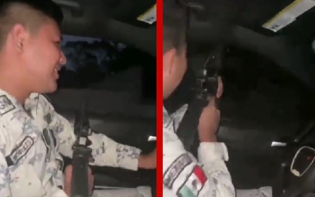 Presunto miembro de la Guardia Nacional dispara rifle mientras conduce | Video