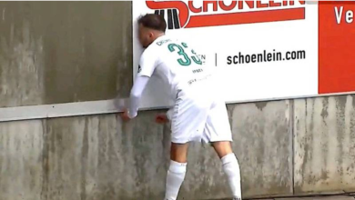 Queda futbolista alemán inconsciente tras violento impacto contra un muro | Video