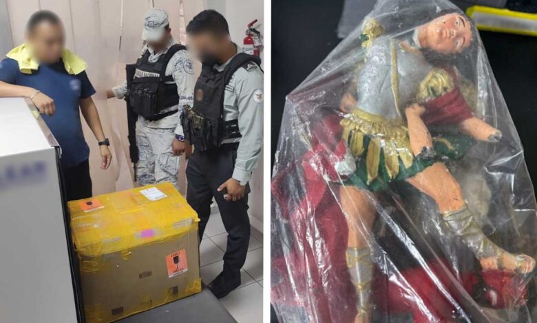 Tamaulipas: Guardia Nacional encuentra droga oculta dentro de santos de cerámica en Reynosa