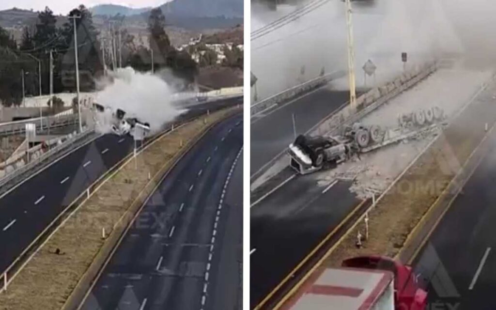Captan impresionante volcadura en la México-Veracruz | Video