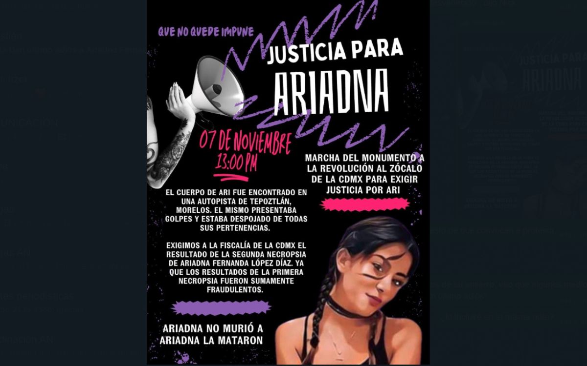 Convocan a marcha por feminicidio de Ariadna Fernanda en CDMX