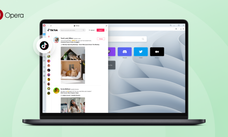 El fabricante de navegadores Opera agrega compatibilidad integrada con TikTok a la función de la barra lateral del escritorio