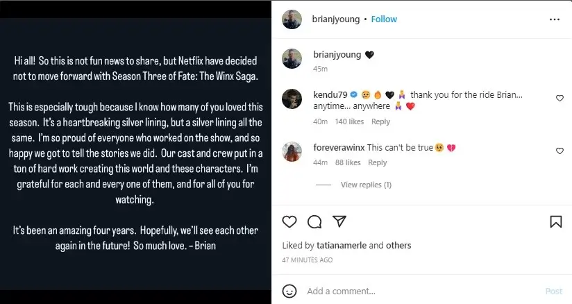 brian j young aviso de cancelación destino la saga winx brian j young aviso de cancelación destino la saga winx