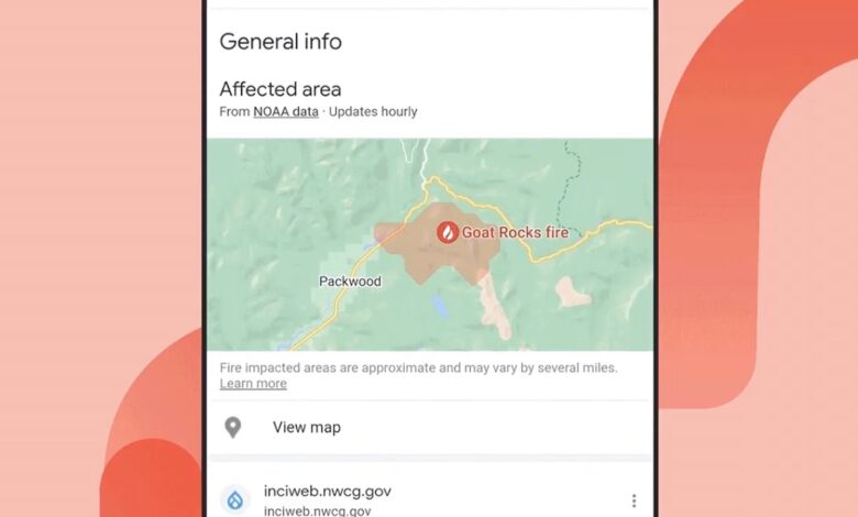 La detección de incendios forestales de Google está disponible en EE. UU., México, Canadá y partes de Australia