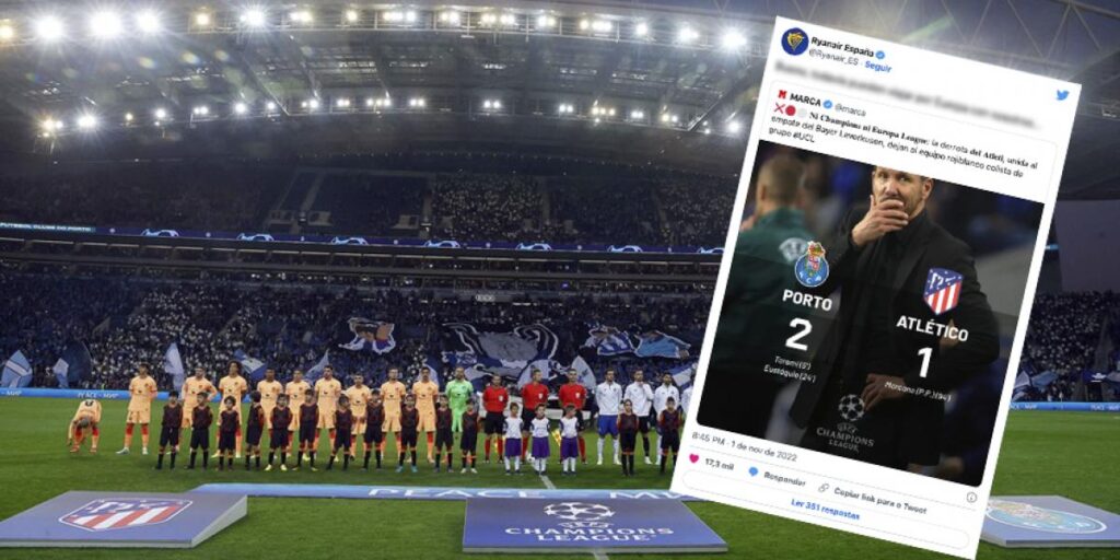 La mofa de Ryanair al Atlético tras su eliminación en Europa