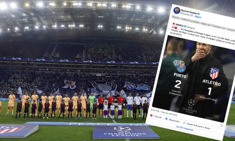 La mofa de Ryanair al Atlético tras su eliminación en Europa