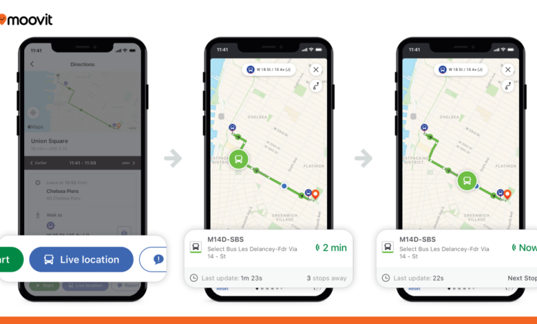 Los usuarios de Moovit ahora pueden rastrear los vehículos de tránsito en el mapa en tiempo real