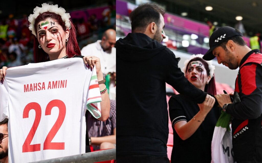 Qatar 2022: Policía retira camiseta a favor de protestas en Irán | Tuit