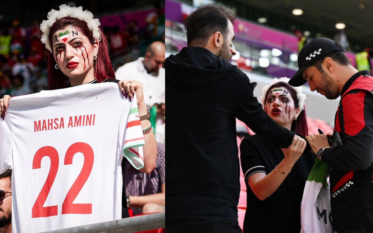 Qatar 2022: Policía retira camiseta a favor de protestas en Irán | Tuit