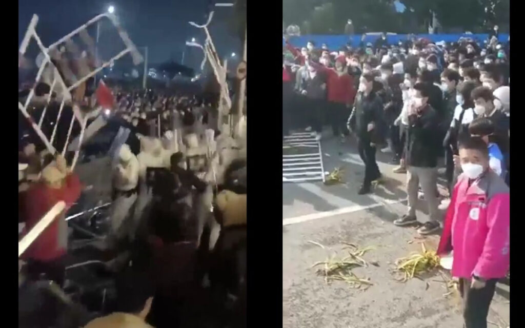 Trabajadores se amotinan en fábrica de iPhone afectada por Covid en China