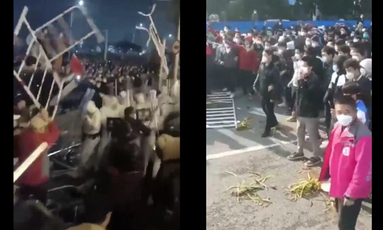 Trabajadores se amotinan en fábrica de iPhone afectada por Covid en China