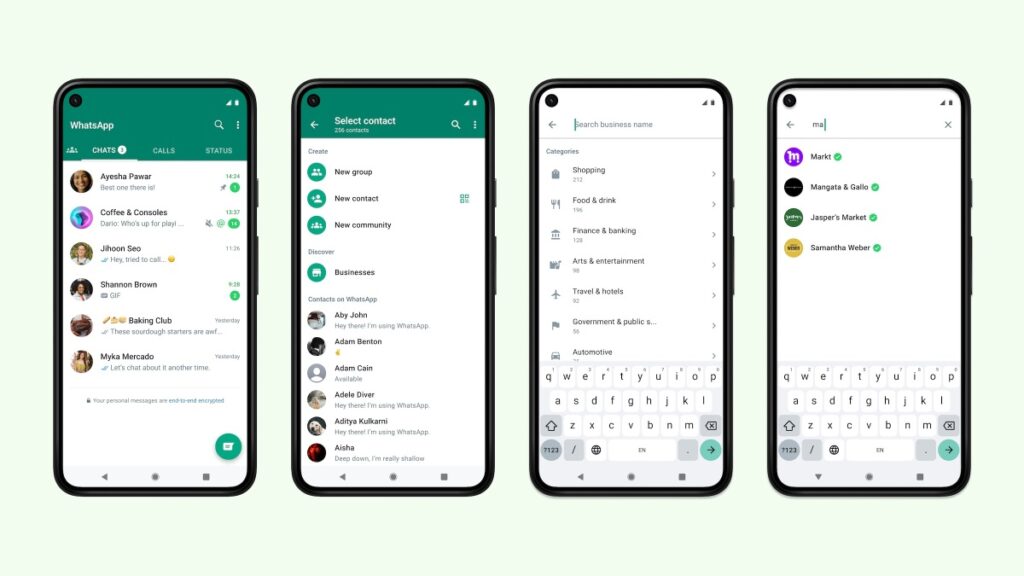 WhatsApp amplía el directorio de negocios en la aplicación y las funciones de búsqueda