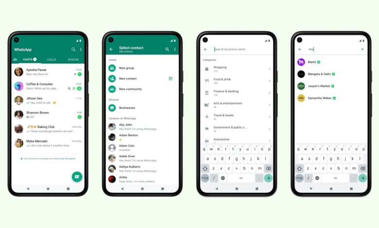 WhatsApp amplía el directorio de negocios en la aplicación y las funciones de búsqueda
