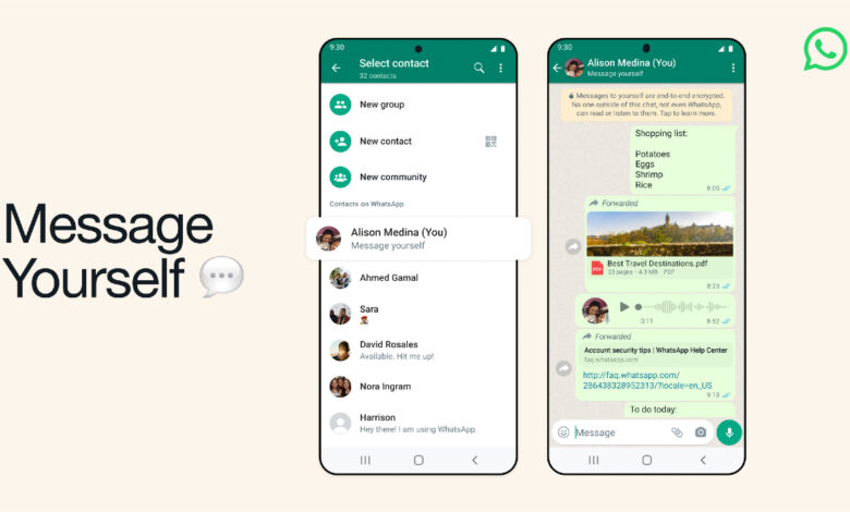 WhatsApp lanza una función que hace que sea más fácil enviarse mensajes a uno mismo