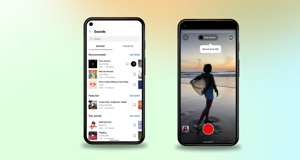 YouTube Shorts ahora puede incluir 60 segundos de música o sonidos, frente a los 15 segundos anteriores