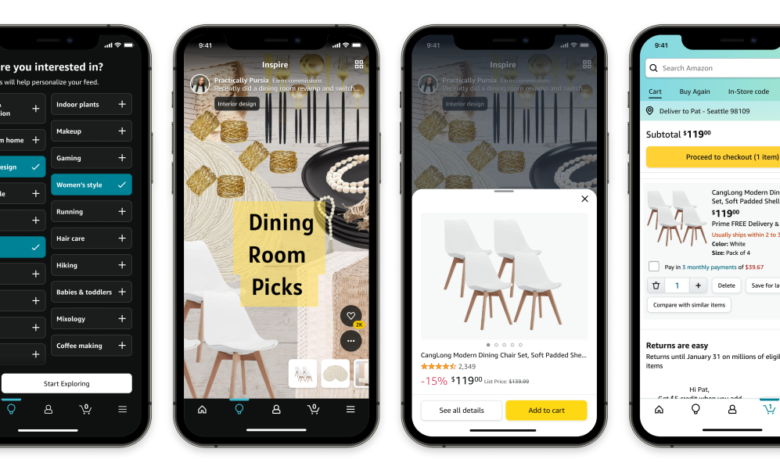 Amazon lanza Inspire, un feed de compras similar a TikTok que admite fotos y videos